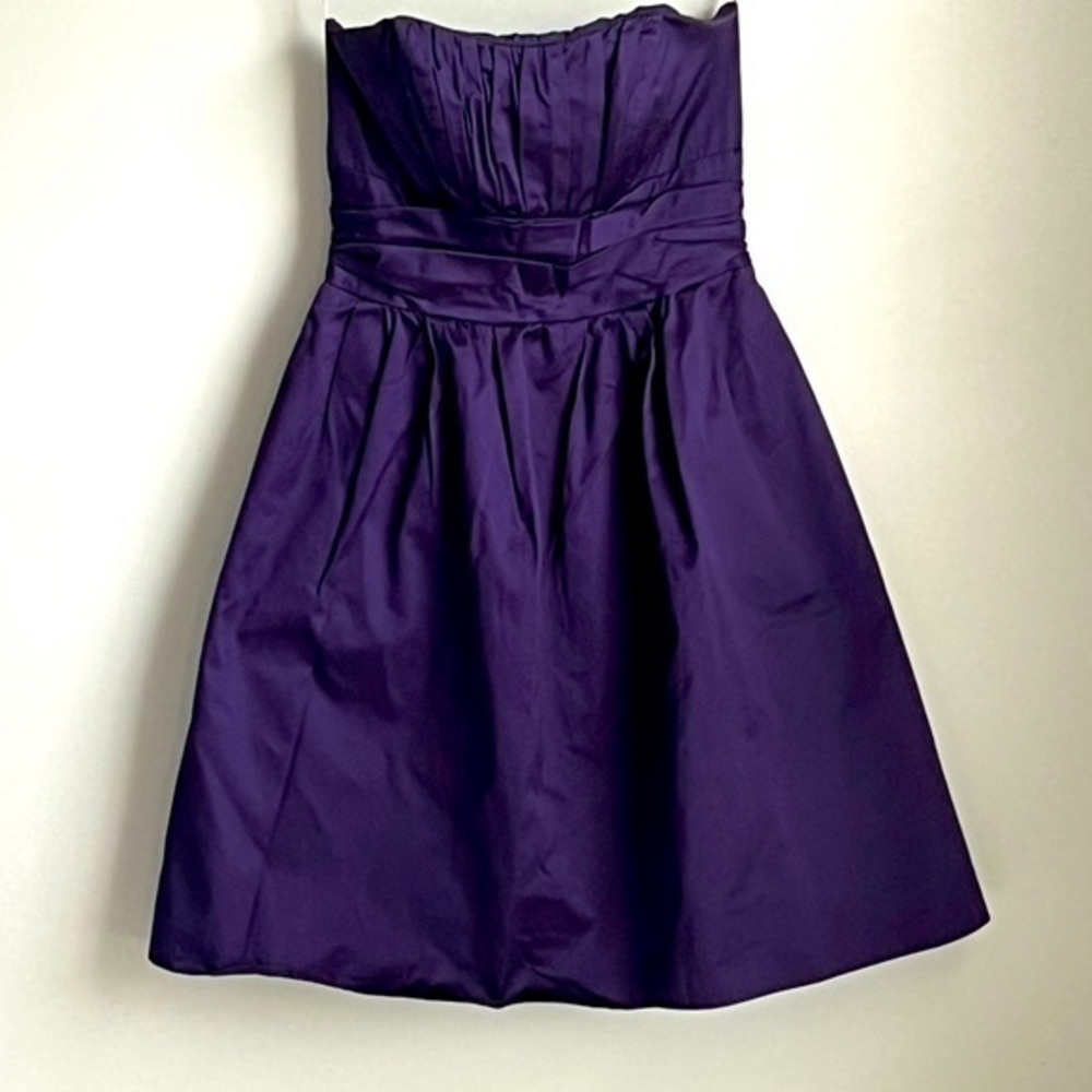 David’s Bridal Plum Lapis‎ Purple Strapless Mini Dress with Attachable Straps